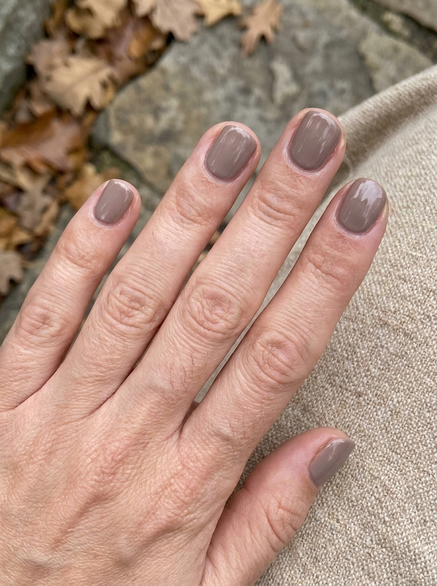 Cocoa Brown Short Nails auf kurzen gepflegten Nägeln im Herbst 2026